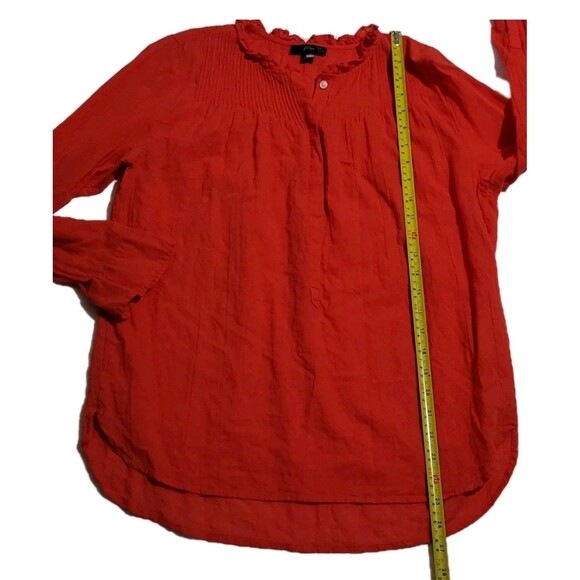 J Crew Women's Top Sz 4 Red Shirt Button Front Blouse Chiffon Merchantile - Picture 8 of 10